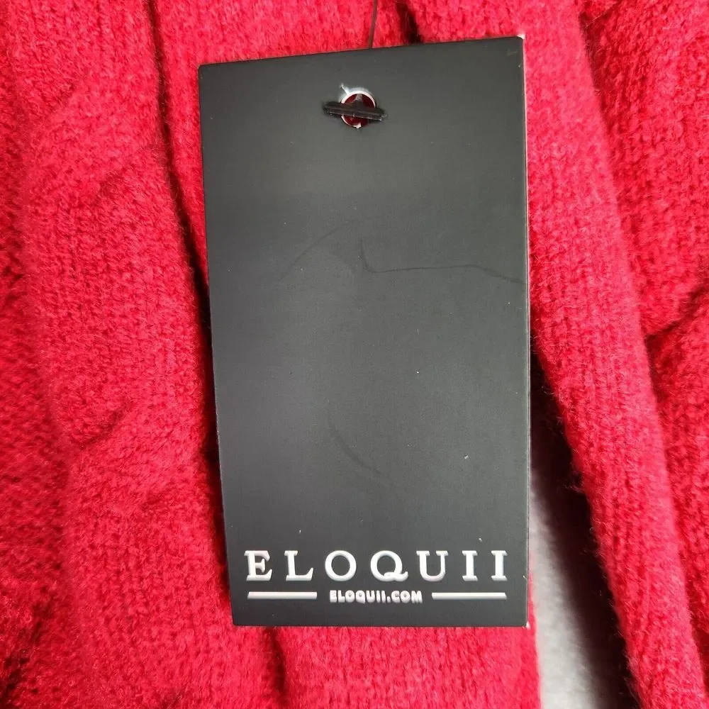 Eloquii Sweater Womens 14/16 Red Cable Knit Pullover Long Sleeve Soft Cozy NEW